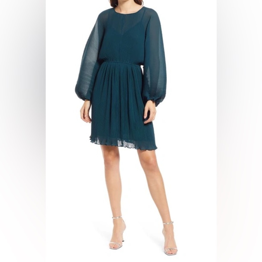 NWT Floret Studios Pleated Long Sleeve Mini Dress